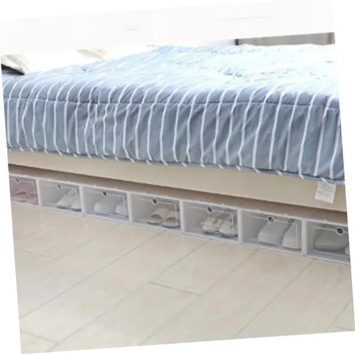 Vista 9 de 12pcs Large Stackable Shoes Storage Boxes Thickened Plastic Shoe Containers for Closet Organization White