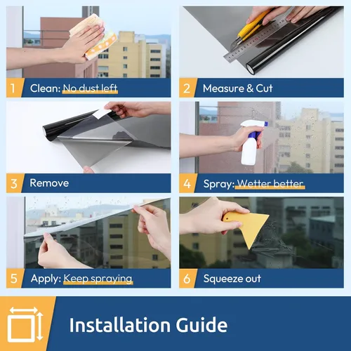 Vista 9 de rabbitgoo Película de Privacidad Unidireccional para Ventanas, Tinte de Ventana para el Hogar, Espejo Reflectante que Bloquea el Sol, Control