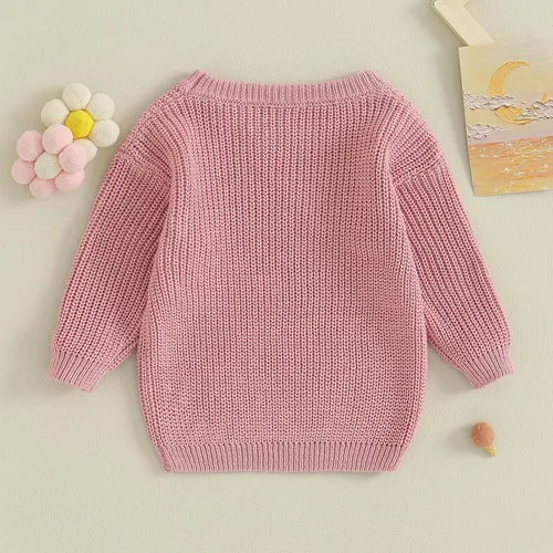 Vista 4 de Karwuiio Suéter de punto para bebé, niña, niño, sudadera de punto para bebé, ropa de otoño e invierno