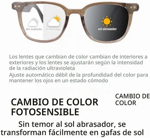 Vista 3 de GS07 - Lentes de sol fotocromáticos inteligentes, lentes de luz azul para hombres, Bluetooth 5.4, micrófono de sonido abierto y altavoces