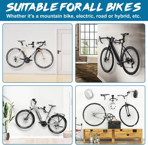 Vista 7 de Urban Deco Soporte de pared para bicicleta de 66 libras, capacidad de carga extensible, 6 pulgadas, soporte para bicicleta, garaje, diseño