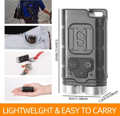 Vista 9 de KunHe K2 Paquete de 2 Linterna de Bolsillo de 1000 Lúmenes Linterna de Llavero con Imán Trasero Súper Brillante Recargable Rellenos para Calcetines