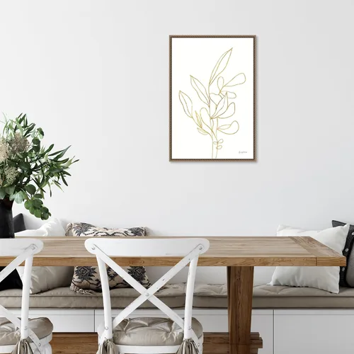 Vista 6 de Amanti Art Lienzo enmarcado para pared, 16 x 23 pulgadas, diseño floral enraizado V dorado por Becky Thorns, arte de lienzo enmarcado