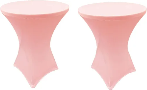 Vista 6 de Mantel elástico ajustado de elastano para cóctel de 32 x 42 pulgadas, color rosa, para bodas, eventos y fiestas