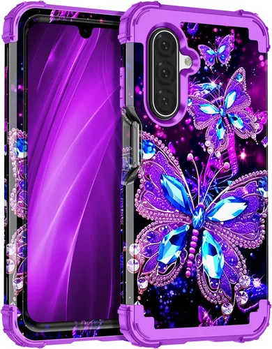 Vista 61 de Miqala Funda para Galaxy A14 5G, que brilla en la oscuridad, tres capas, resistente, a prueba de golpes, protección completa, parachoques