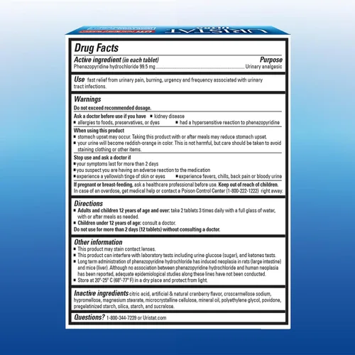 Vista 7 de Tabletas Uristat Ultra UTI para Alivio del Dolor, Alivio Rápido de Infección del Tracto Urinario del Dolor Urinario, Ardor, Urgencia, Máxima