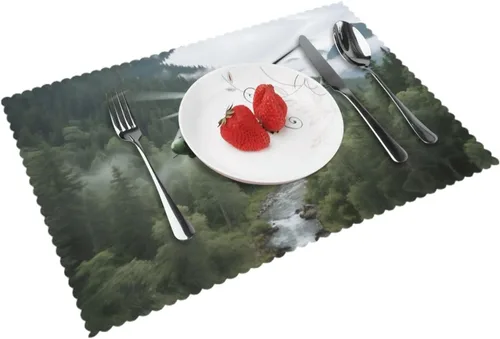 Vista 13 de Rectangular Placemats Set of 4, Heat Resistant Cat Printed Kitchen Dining Table Mats