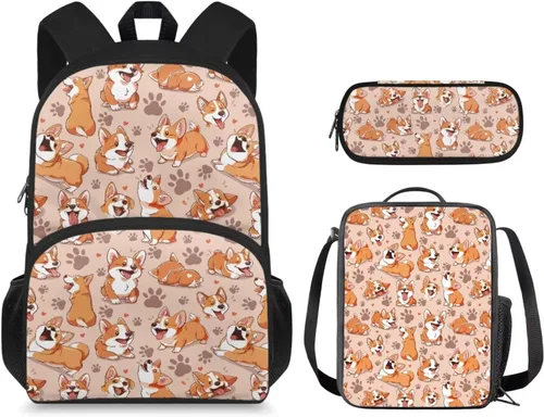 Vista 22 de Mochila 3D Otter para niños de 9 a 11 años, bonita mochila para niñas para la escuela, mochila elegante para niños con lonchera y bolsa