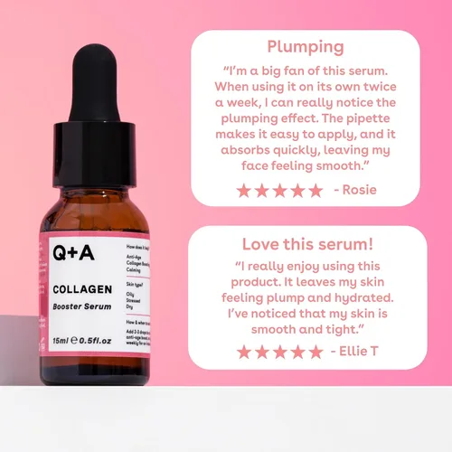 Vista 8 de Q+A Suero potenciador de colágeno (0.5 fl oz), suero facial de colágeno, cuidado de la piel con extractos de algas, suaviza, rellena e hidrata