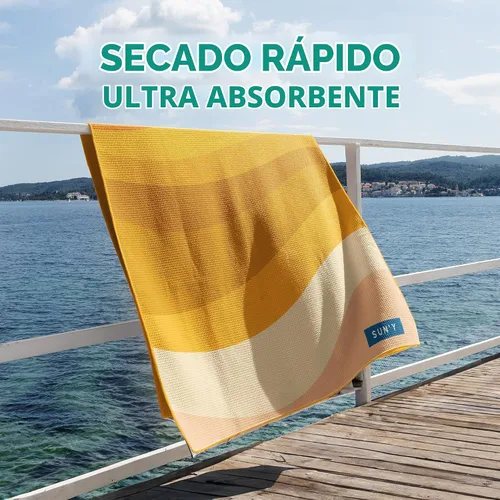 Vista 4 de SUN'Y - Toalla de playa de microfibra tipo gofre, sin arena, de secado rápido, estilo bohemio Boho