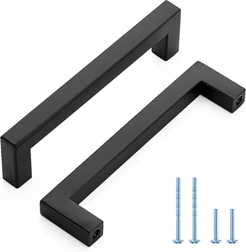 Vista 12 de Ravinte Tiradores negros cuadrados de gabinete de cocina de 5 pulgadas, accesorios modernos para armarios de cocina, armario, paquete de 1
