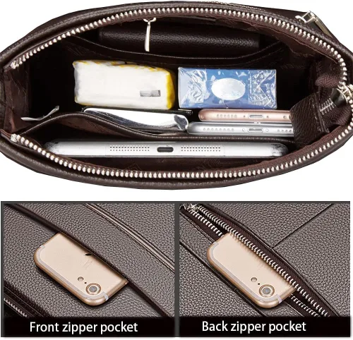 Vista 3 de Bolso de hombro de cuero para hombre, bolso de mensajero para hombre, bolso de hombro de negocios, maletín cruzado