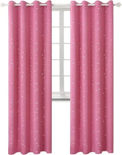 Vista 104 de BGment Cortinas opacas para dormitorio infantil, con aislamiento térmico, con ojales, estampado de estrellas plateadas, cortinas para oscurecer