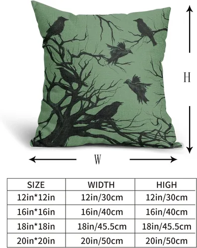 Vista 4 de Tree Crows - Juego de 2 fundas de almohada de Halloween de 16 x 16 pulgadas, fundas de almohada decorativas de otoño, fundas de almohada negras