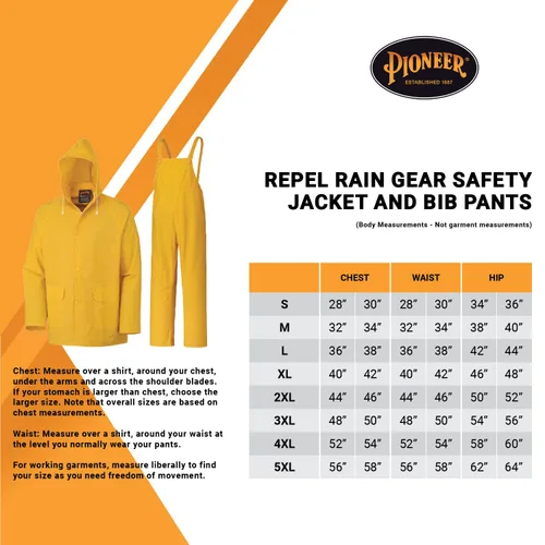 Vista 7 de Pioneer 577U Traje para lluvia de PVC, talla pequeña, color amarillo