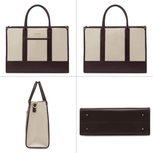 Vista 8 de LOVEVOOK Bolso para laptop y bolsa de mano para mujeres, bolso de trabajo de 15.6 pulgadas, gran bolso profesional para maestra, liviano, bolso