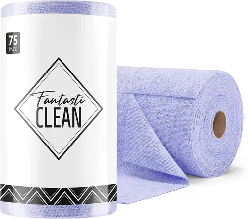 Vista 33 de Fantasticlean - Rollo de paño de limpieza de microfibra, 75 hojas, 12 x 12 pulgadas (beige) Super Absorbent, Lint-free, Tear-away Microfiber Towel