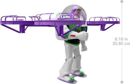 Vista 6 de Mattel Disney y Pixar Toy Story 5 Flying RC, Hi-Tech Edition Buzz Lightyear Control remoto Electronic Split Wing Space Ranger
