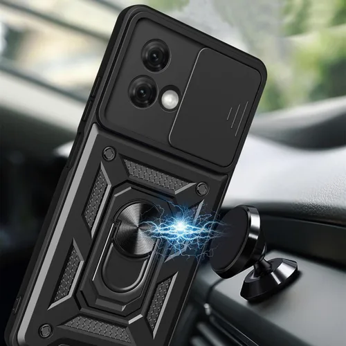 Vista 2 de CCSmall Funda para Motorola G84 5G con cubierta deslizante para cámara SJ Negro