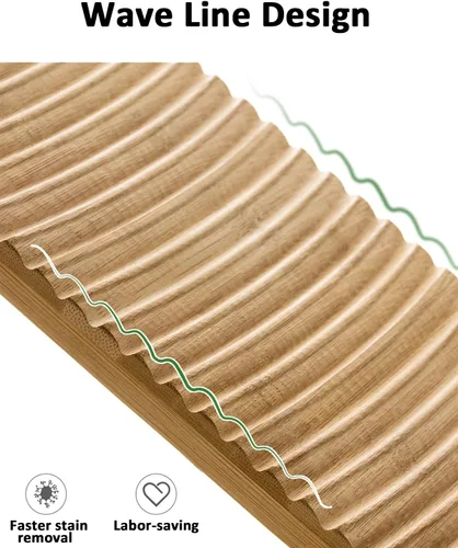 Vista 10 de SeptCity - Tabla de lavado para ropa, lavadora de manos antigua para mujer, madera duradera, antideslizante, bambú, herramientas para el hogar