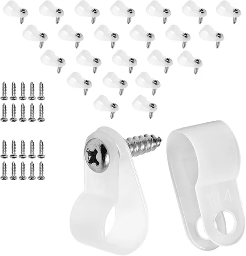 Vista 10 de 120 abrazaderas de cable tipo R de 1/2 pulgada, clips de cable de alambre de nailon con tornillos M4, clips de sujeción de cable de montaje
