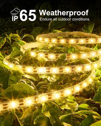 Vista 5 de Tira de luces solares impermeables para exteriores, 16.4 pies, 300 luces LED solares y alimentadas por USB, con control remoto, tiras LED blancas