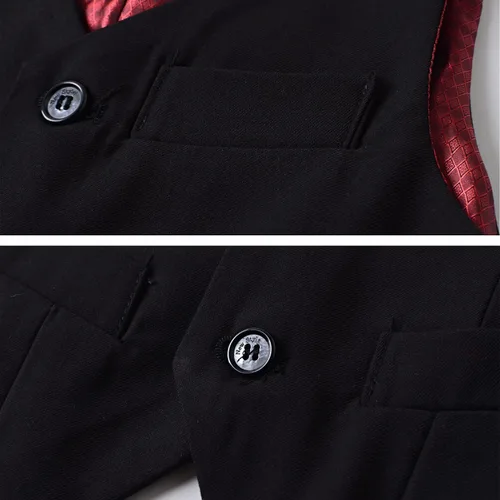 Vista 4 de Chaleco de traje para niños pequeños 3 botones de un solo pecho chaleco formal chaleco de vestir para niños
