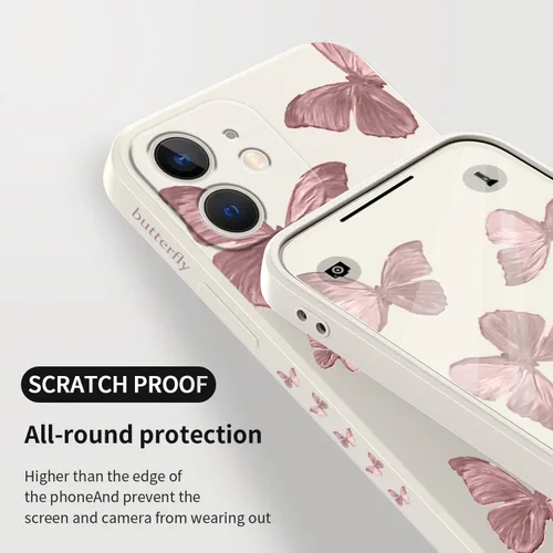 Vista 7 de LEECG Funda para iPhone 12 Mini, diseño creativo con estampado floral de mariposa de astronauta, funda antiarañazos de microfibra suave, funda