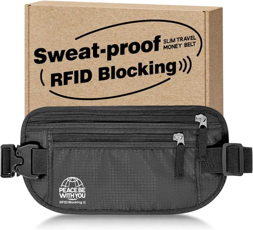 Vista 12 de Money Belt for Travel, Passport Holder, RFID Blocking, Sweat-Proof, Gray Ash Gray