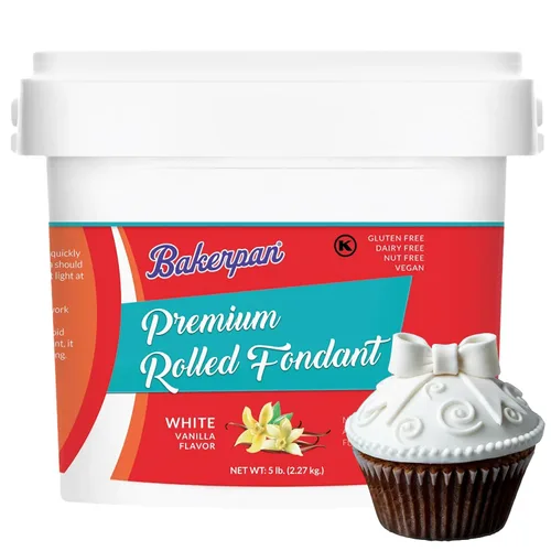 Vista 17 de Bakerpan Fondant negro enrollado prémium para decoración de pasteles, 1 libra, sabor vainilla