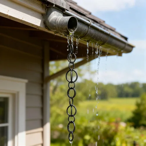 Vista 4 de Rain Chain Outdoor Rain Chains Aluminum Rain Chain Mill Finish Aluminum Gutter Adapter Downspout Catcher Water Feature Or Downpipe for Eaves