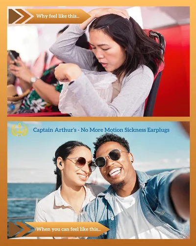 Vista 5 de Tapones para los oídos No More Motion Sickness de Captain Arthur para adultos y niños – Alivio antináuseas del mareo – Enfermedad del mar