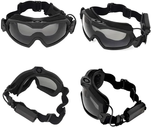 Vista 2 de H World Shopping Gafas de Airsoft antivaho con ventilador y lente intercambiable para disparos militares, gafas de seguridad y gafas