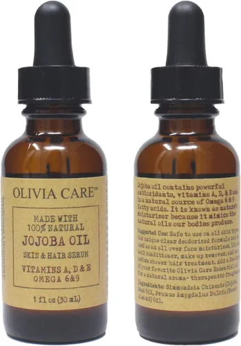 Vista 2 de Olivia Care Suero de aceite de jojoba – 100% natural, puro y prensado en frío – para cara, cuerpo y cabello – Infundido con antioxidantes, vitamina