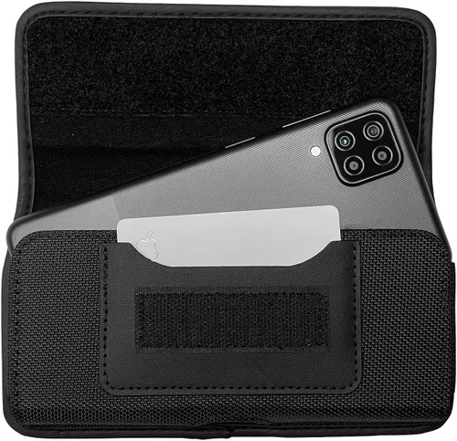 Vista 3 de Funda de nailon para iPhone 12/13/14/15/16 Pro Max/Plus, Samsung Galaxy A04S A13 A14 A15 A16 S23 S24 S25 Plus, funda horizontal de lona con ranura