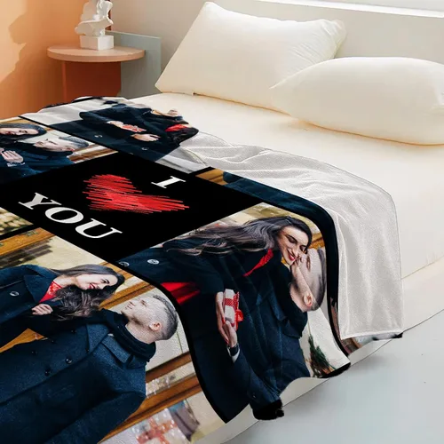 Vista 7 de Manta personalizada con foto, manta personalizada con imágenes, regalos personalizados para el día de San Valentín para mamá, papá, amigos, novio