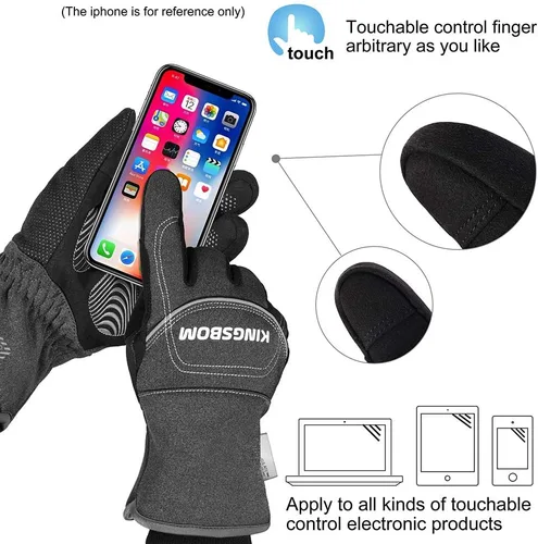 Vista 5 de KINGSBOM -Guantes térmicos impermeables y resistentes al viento de 40 - Guantes térmicos Thinsulate 3M Thinsulate para pantalla táctil de invierno