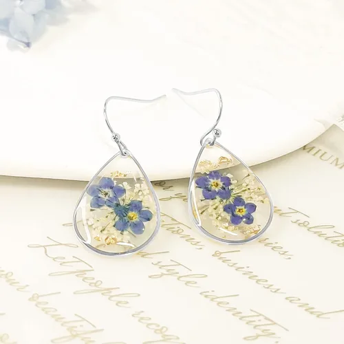 Vista 34 de Pendientes de flores prensadas hechos a mano para mujer