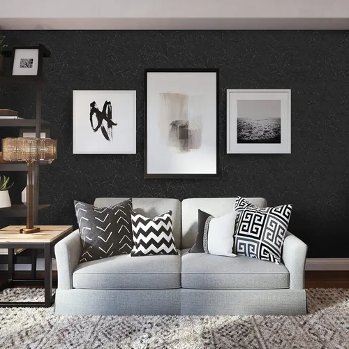 Vista 5 de Cohoo Home Papel pintado de seda negra para despegar y pegar para dormitorio Papel de contacto texturizado sólido negro para gabinetes y cajones