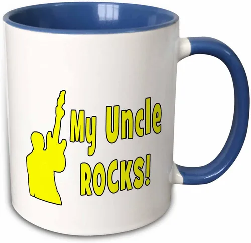 Vista 11 de 3dRose My Uncle Rocks - Taza de dos tonos con guitarra, color amarillo, 11 onzas, color negro