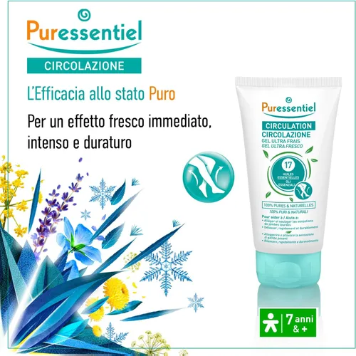 Vista 3 de Puressentiel Gel calmante para pies cansados, tobillos, piernas, loción de aromaterapia con 17 aceites esenciales para cuerpo y piel, alivio