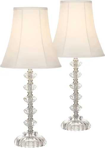Vista 8 de 360 Lighting Juego de 2 lámparas de mesa decorativas de estilo bohemio tradicional chic de 21 pulgadas de alto, cristal apilado multicolor rosa