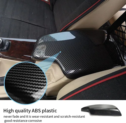 Vista 6 de Funda para Reposabrazos de Coche para BMW Serie 3 F30 E90 E91 E92 E93 2006-2018, Cubierta Interior de Reposabrazos de Fibra de Carbono, Panel