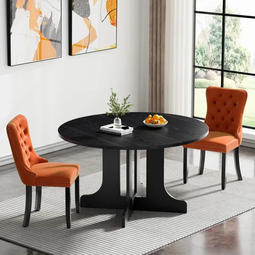 Vista 63 de Juego de mesa de comedor extensible marrón de 63 a 78.74 pulgadas para 4, juego de mesa de comedor de 5 piezas con 4 sillas, mesa de cocina
