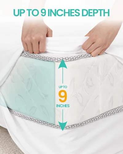 Vista 3 de Protector de colchón individual XL de 39 x 80 pulgadas de profundidad de 9 pulgadas de profundidad. Funda de colchón con somier, impermeable, suave