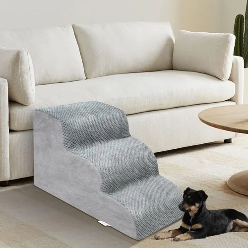 Vista 7 de Escaleras para Perros para Perros Pequeños - Rampa de Espuma de Alta Densidad, Pasos Extra Anchos para Mascotas con Fondo Antideslizante para Camas