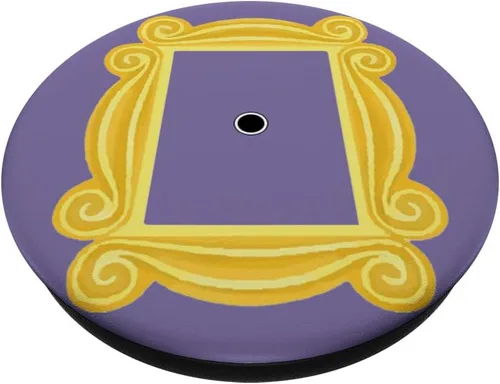 Vista 2 de Marco amarillo de puerta morada, mirilla, regalo divertido, PopSockets estándar PopGrip