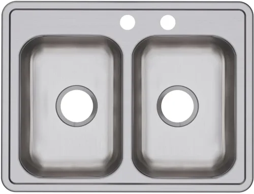 Vista 24 de Dayton D233221 Equal - Fregadero de acero inoxidable con doble tazón, 33 x 22 x 6.5 pulgadas