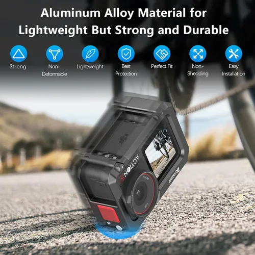Vista 4 de AMAZEAR Jaula de metal para DJI Osmo Action 5 Pro, DJI Action3/4/5 Pro Premium Accessories Funda protectora multifunción carcasa de aluminio