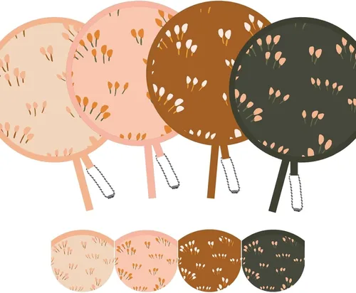 Vista 10 de Paquete de 4 Abanicos de Mano Plegables con Animales – Abanicos Redondos de Tamaño de Bolsillo para Hombres y Mujeres, Ventilador de Enfriamiento